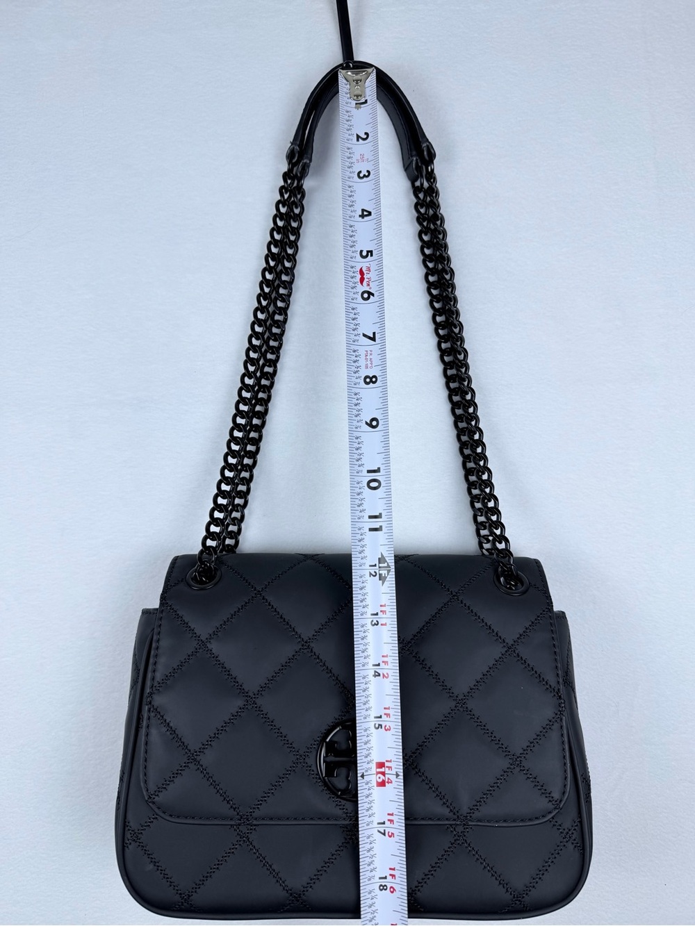 Tory Burch Black Quilted Leather Convertible Chain Shoulder Bag Crossbody Purse - Picture 15 of 16